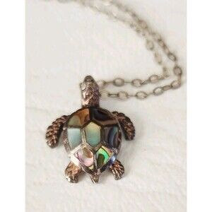 925 Sterling Silver Hawaiian Honu Sea Turtle Abalone Shell Pendant